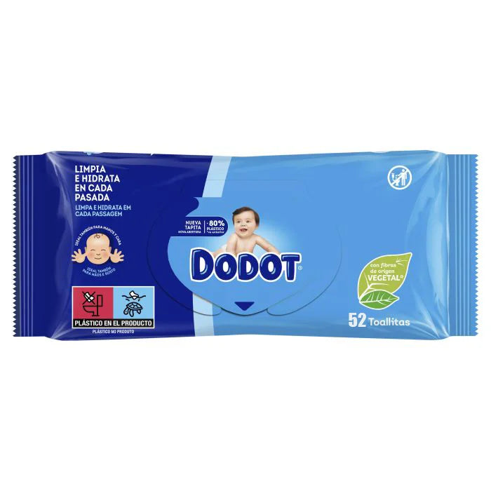 Toallitas de bebé Dodot, 624 toallitas, 12 paquetes (12x52), limpieza e hidratación en cada pasada.