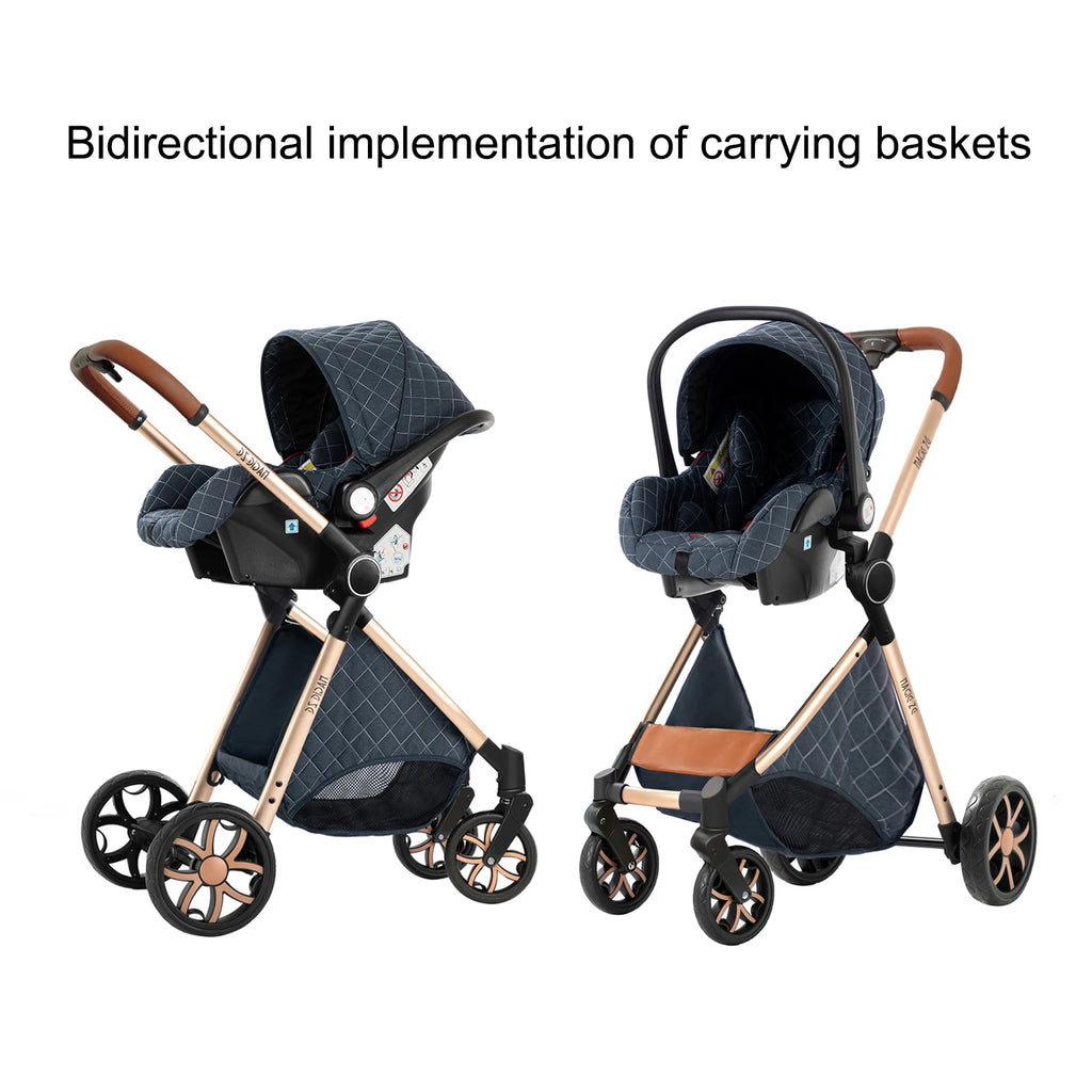 Sistema de Viaje para Bebé 3 en 1: Cochecito, Cuna Ligera desde el Nacimiento, Carrito Todo Terreno, Plegado Compacto, Silla de Paseo de Verano.