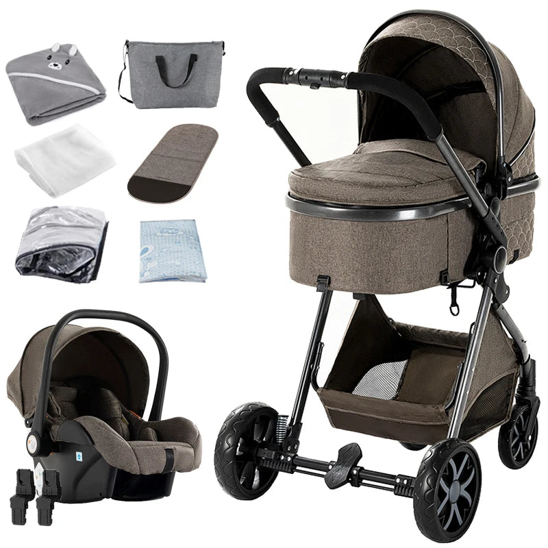 Sistema de Viaje para Bebé 3 en 1: Cochecito, Cuna Ligera desde el Nacimiento, Carrito Todo Terreno, Plegado Compacto, Silla de Paseo de Verano.
