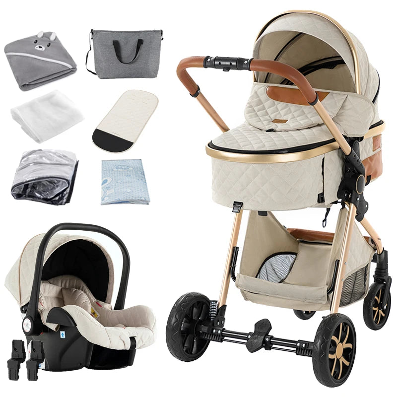 Sistema de Viaje para Bebé 3 en 1: Cochecito, Cuna Ligera desde el Nacimiento, Carrito Todo Terreno, Plegado Compacto, Silla de Paseo de Verano.