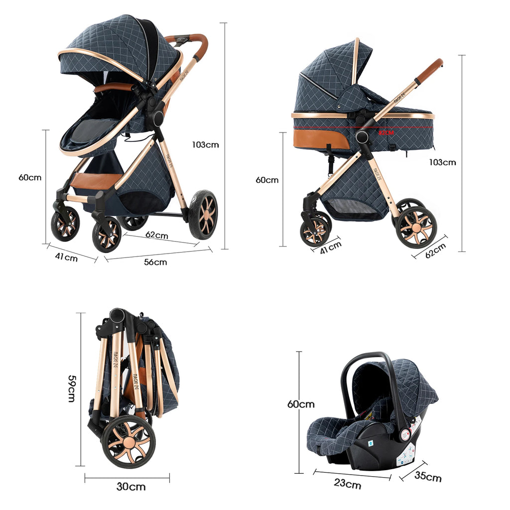 Sistema de Viaje para Bebé 3 en 1: Cochecito, Cuna Ligera desde el Nacimiento, Carrito Todo Terreno, Plegado Compacto, Silla de Paseo de Verano.