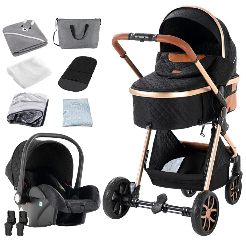 Sistema de Viaje para Bebé 3 en 1: Cochecito, Cuna Ligera desde el Nacimiento, Carrito Todo Terreno, Plegado Compacto, Silla de Paseo de Verano.