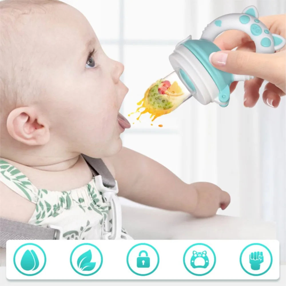 Alimentador antiahogo de silicona para bebés, niños y niñas, tetina para fruta, suministros de alimentación seguros para lactantes, biberón chupete con tetina.