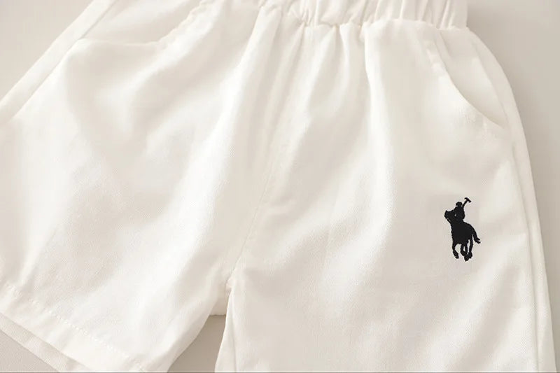 Conjunto de ropa de moda de verano para bebé niño: Camiseta polo clásica y pantalones cortos (2 piezas), traje de chándal infantil para niños pequeños.
