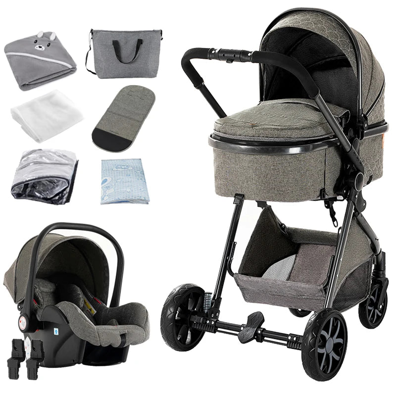 Sistema de Viaje para Bebé 3 en 1: Cochecito, Cuna Ligera desde el Nacimiento, Carrito Todo Terreno, Plegado Compacto, Silla de Paseo de Verano.