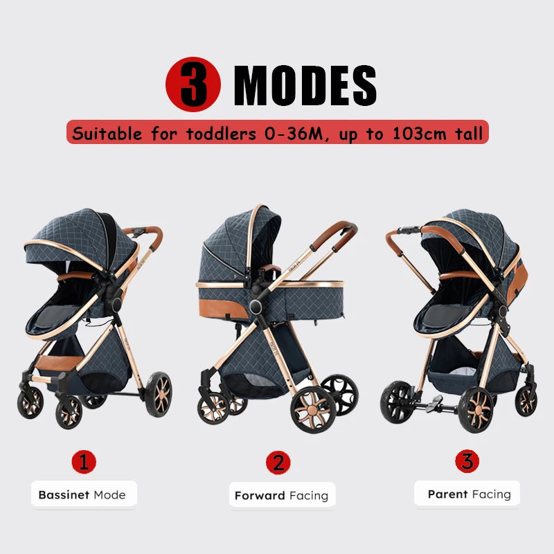 Sistema de Viaje para Bebé 3 en 1: Cochecito, Cuna Ligera desde el Nacimiento, Carrito Todo Terreno, Plegado Compacto, Silla de Paseo de Verano.